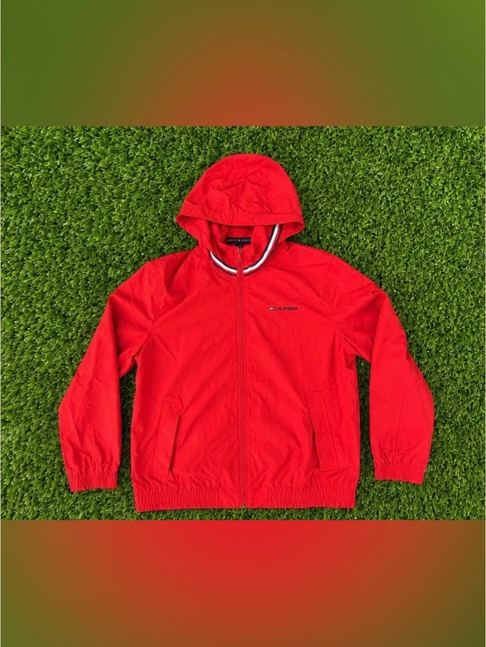 Tommy Hilfiger Vibrant Red Hooded Windbreaker